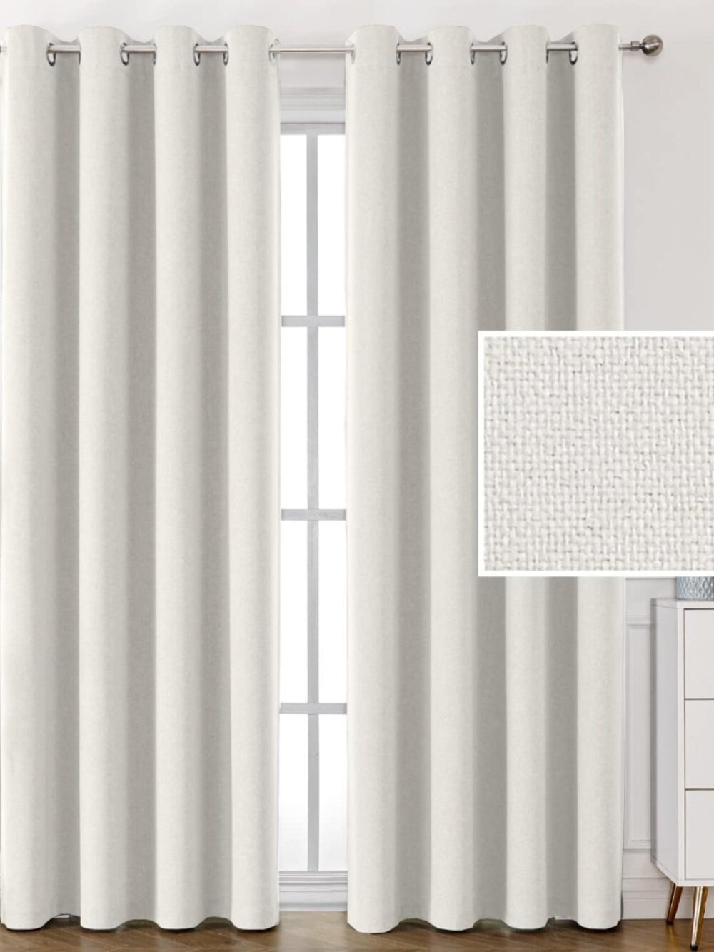 100% Blackout Ivory Curtains (4 Panels)
